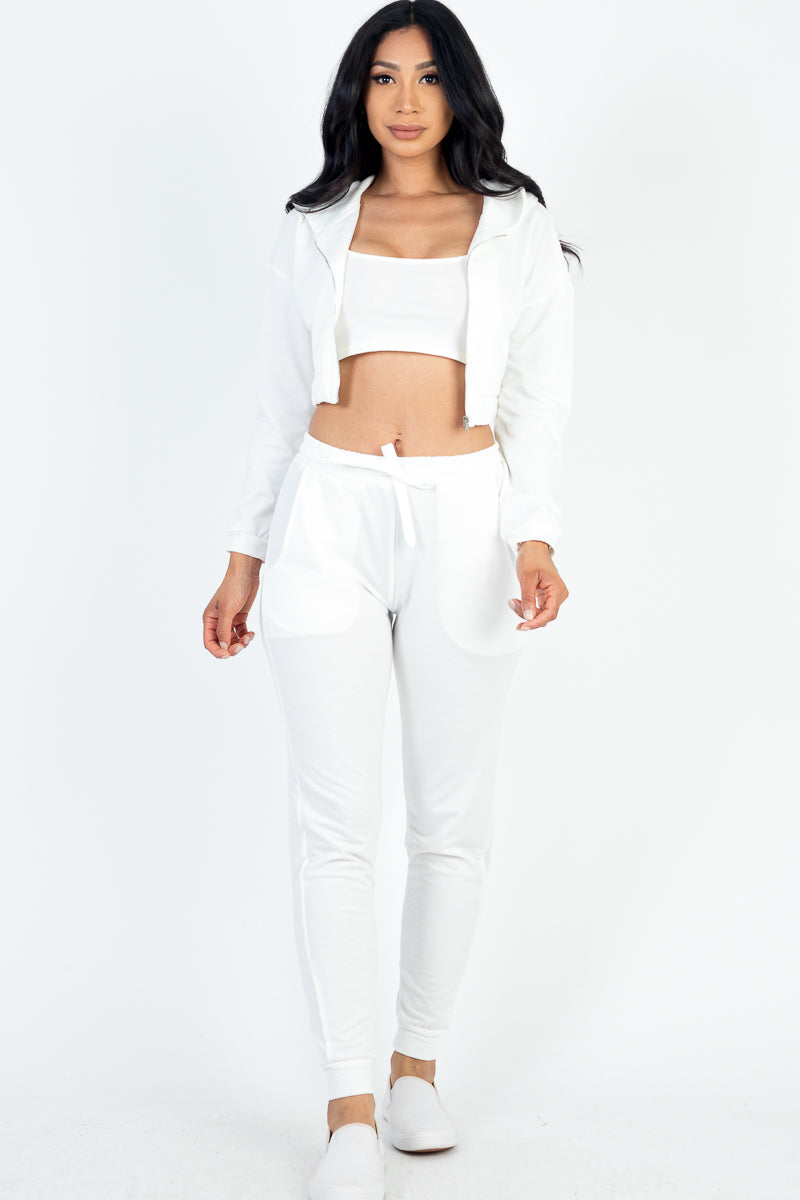 French Terry Cropped Cami with Zip-up Jacket and Joggers Set (CAPELLA)-10